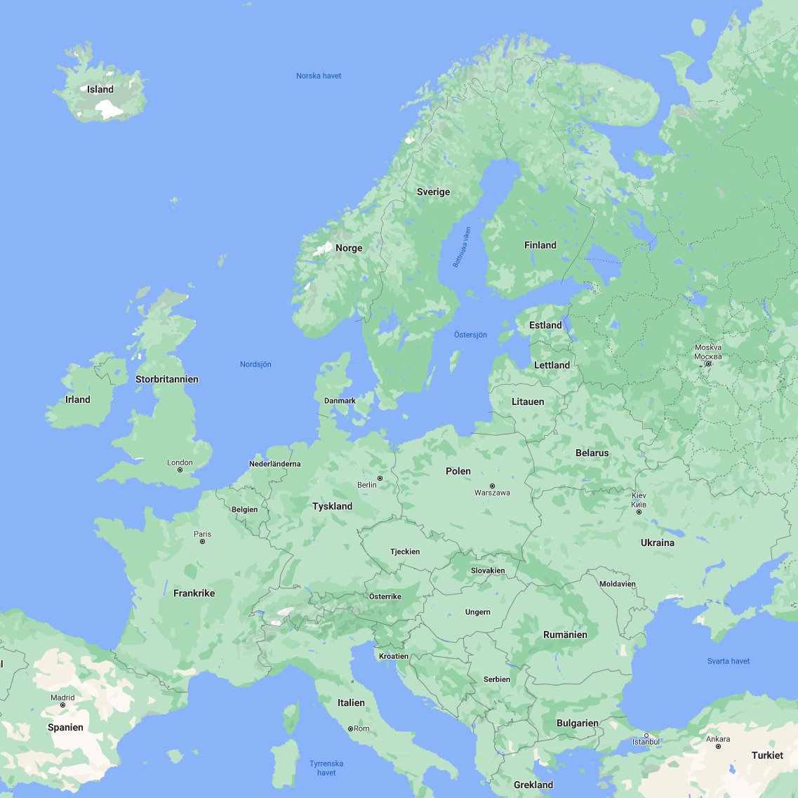 Map over Europe