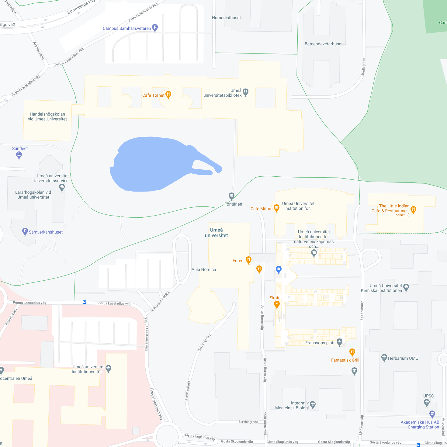 Map over Umeå University